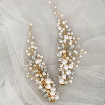 Bridal Jewelry Crystal Rhinestones Opal Hair Clips Pins Pearls Hairpins Brides Bridesmaids Head Pieces Women Wedding Accessories