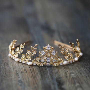 Bridal Hair Jewelry Vintage Tiara Crown Zircon Pearl Headband Headpiece For Brides Princess Queen Hairband Wedding Accessories