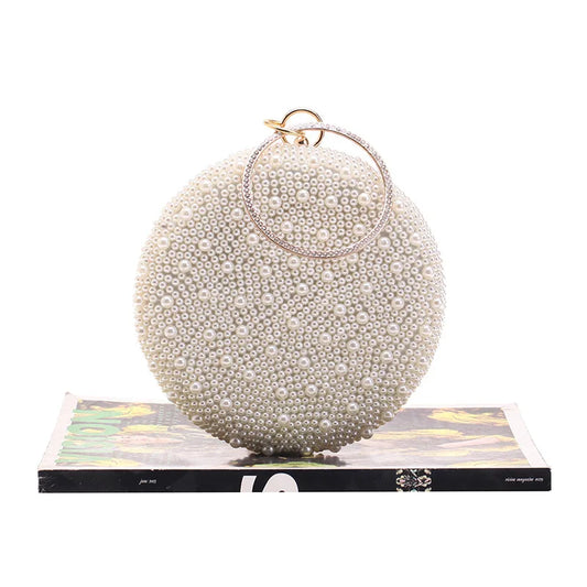 Bling Pearl -tassen voor vrouwen kleine ronde vorm koppeling tas diamant luxe ontwerper handtas vrouwelijke avondkoppeling trouwtas z248