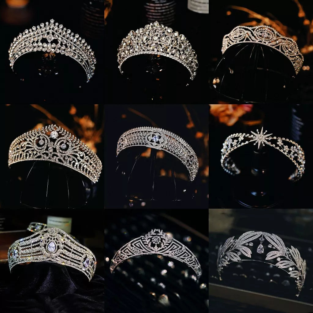 Luxury Cubic Zircon Mariage Couronne géométrique Rhingestone Crystal Diadem Queen Couronnes Princesse Tiaras Bridal Party Hair Accessoires