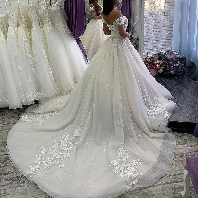 Customized  Ball Gowns Wedding Dresses Ivory Tulle Wedding Gowns Plus Size Beads Simple свадебное платье Marriage Customer Made