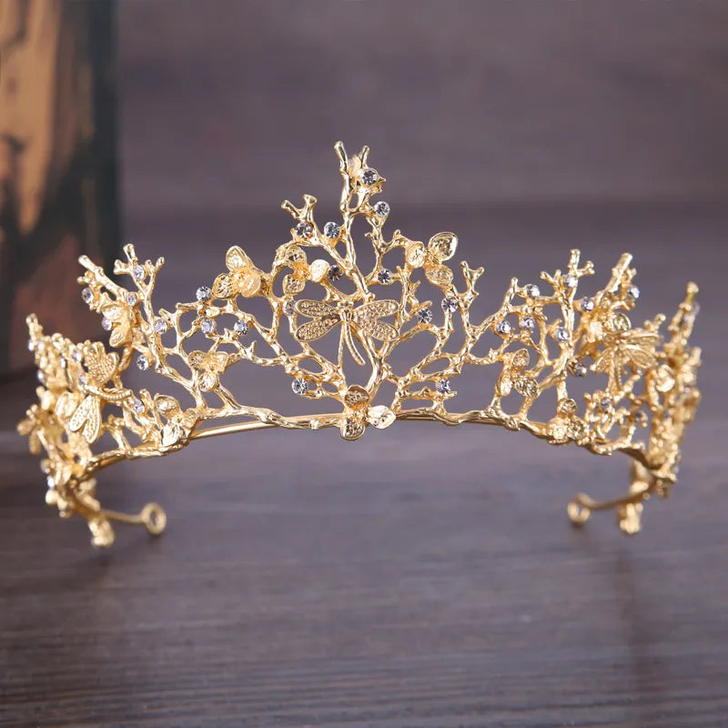 Corona de boda vintage Butterfly Rhinestone Crown Crown Cabello de novia Accesorios para el cabello Princesa Crown Tossress hechos a mano Regalos