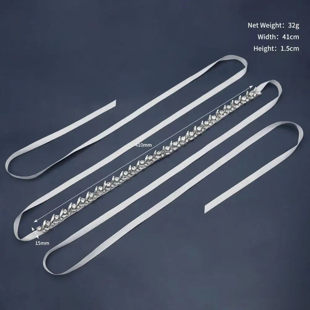 Crystal Rhinestones Wedding Belt Luxury Bridal Belts Sash White Ribbon For Women Evening Dress Bride Jewelry