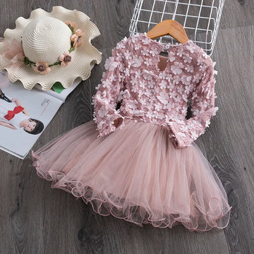 Princess New Year Dress For Girls Children's Birthday Party Costume Children Tulle Fabrics Elegant Wedding Gown For 3 4 5 6 7 8T