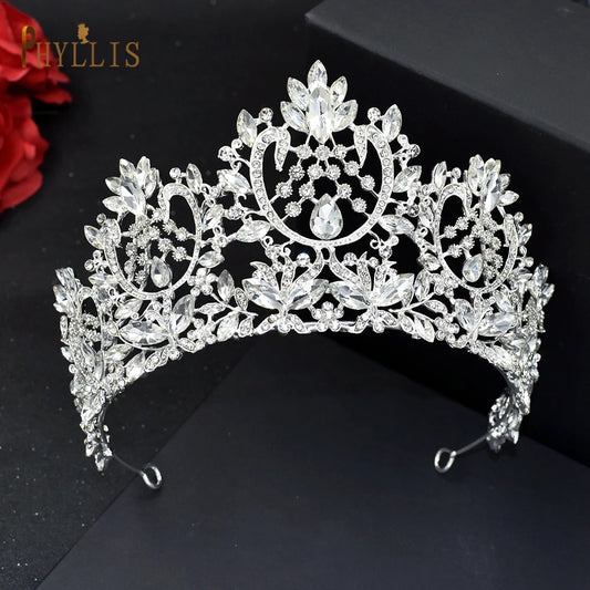 A195 Barroque Diadema de boda Cristal Coronas y tiaras Accesorios de joyería para el cabello Mujeres Diademas de reina de diálogo Reina
