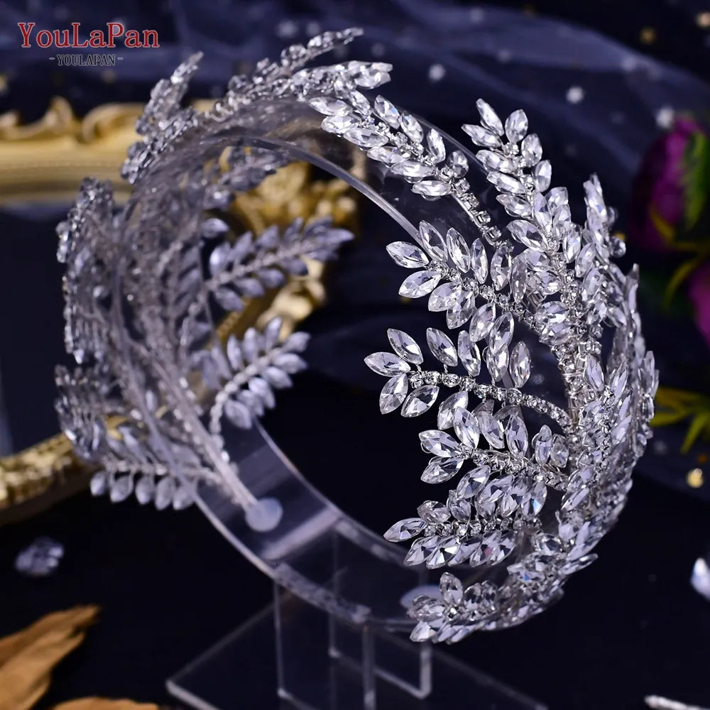 TopQueen HP418 Fashion Bridal Head Bandalwarwarwarwares femininos acessórios para cabelo Rhinestone Bride Crown Cheeddress de concurso de casamento