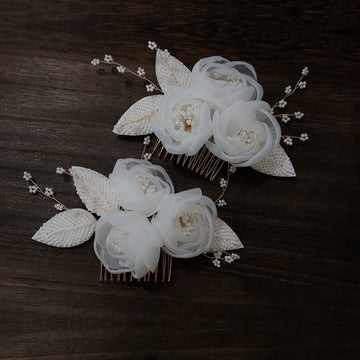 Pearls Beads Hair Combs Pins Clips Flower Floral Head pieces Brides Women Headbands Hairbands Bridal Jewelry Wedding Accessories