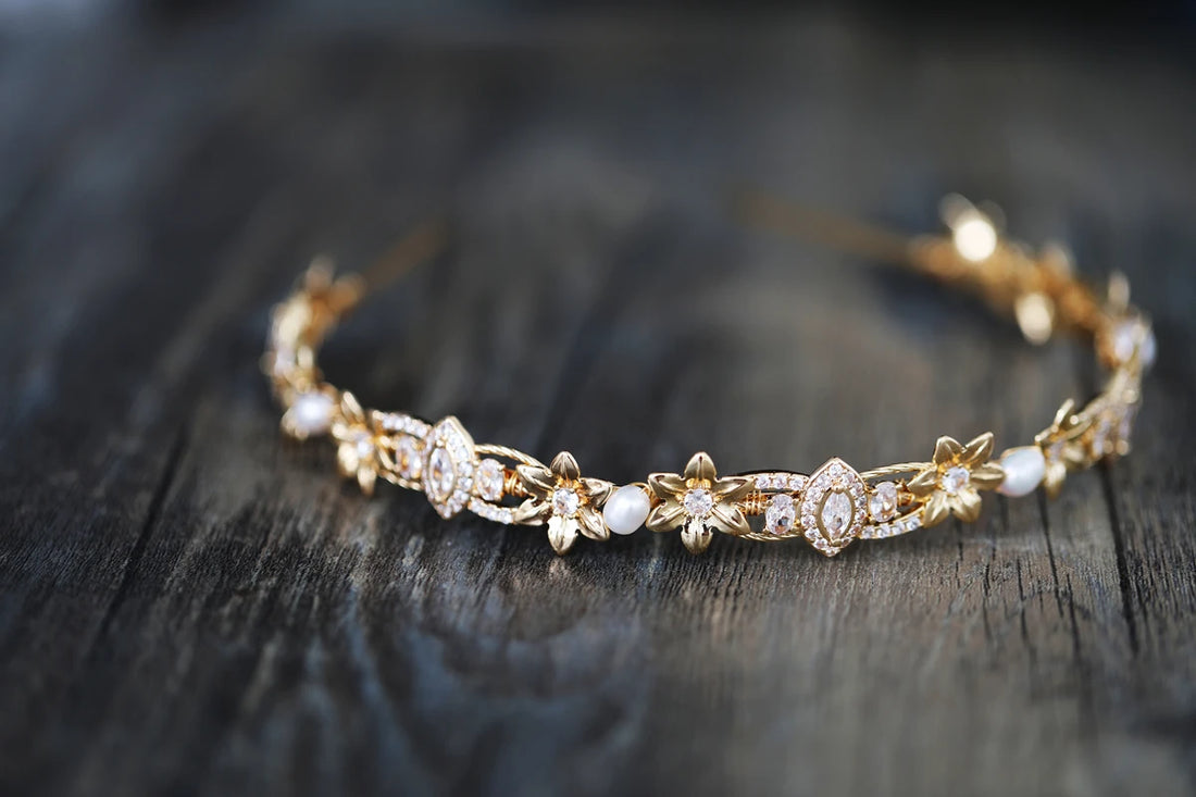 Bridal Hair Jewelry Vintage Gold Color Headbands Tiaras Zirconia Headpieces Crowns Brides Zirconia Hairbands Wedding Accessories