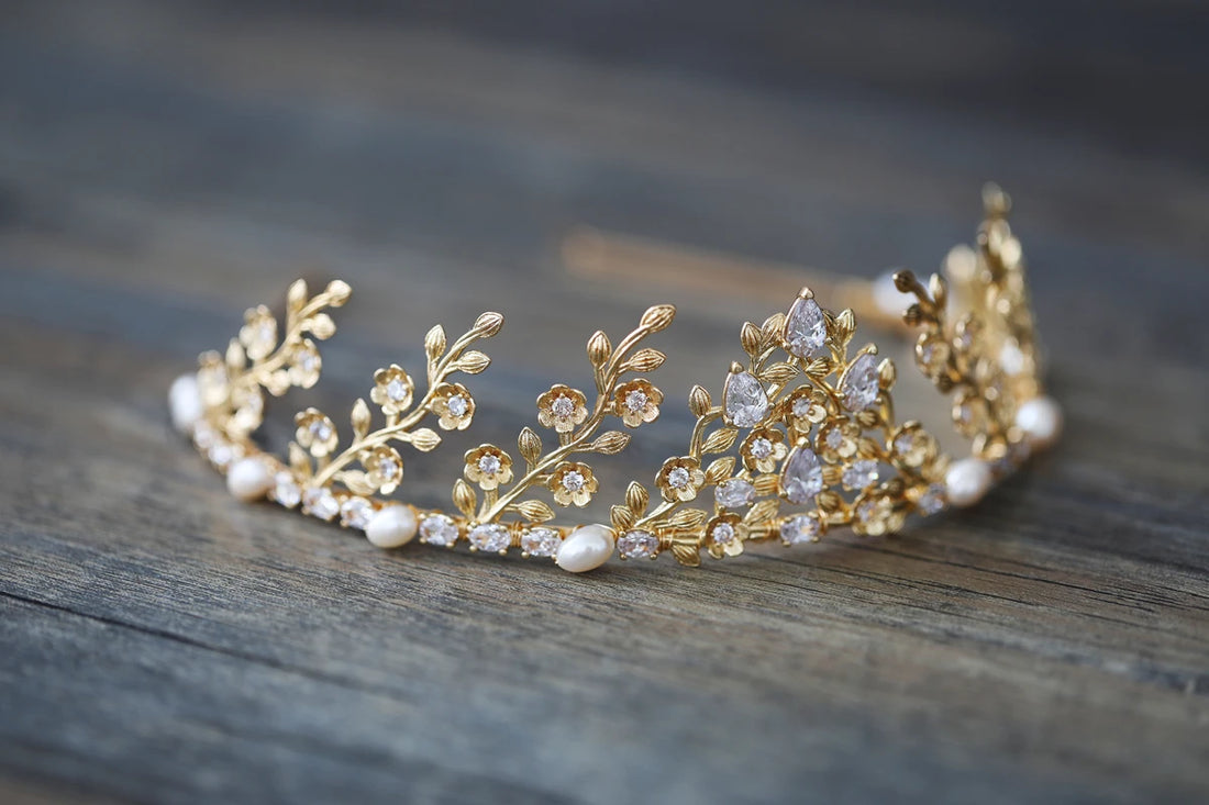 Bridal Hair Jewelry Vintage Tiara Crown Zircon Pearl Headband Headpiece For Brides Princess Queen Hairband Wedding Accessories