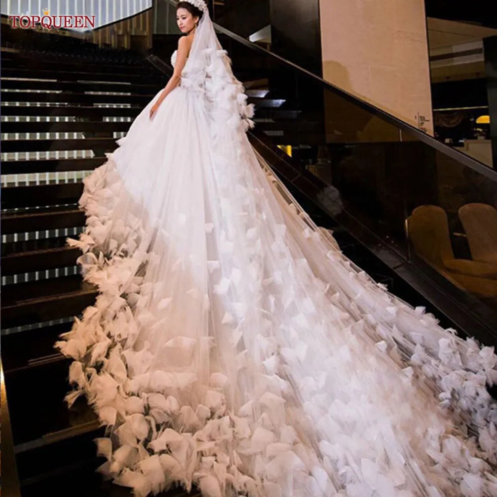Wedding veil blusher soft tulle 2 tier cathedral length 5M flowers comb bridal veil – Pollyanna Events