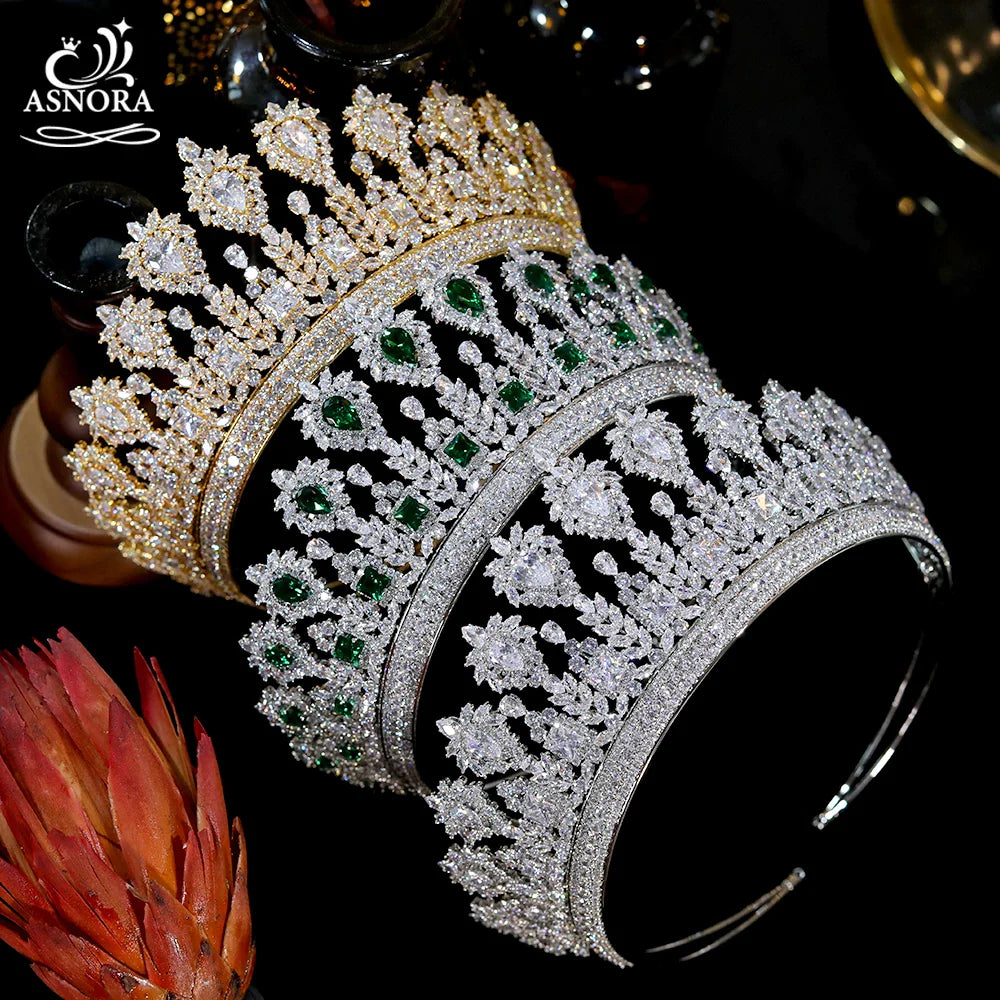 Luxury Queen's Tiara Bride Hair Accessories Wedding Cubic Zirconia  Headwear Party Stage Display Coronation Crown