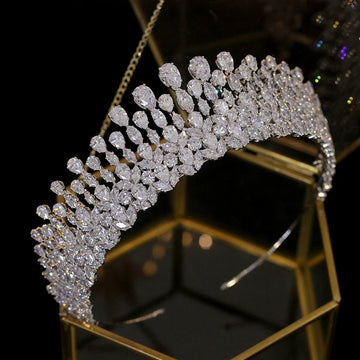 Yeni Gelin Tiara Kristal Headdress Düğün Saç Aksesuarları Tam Zirkon Taçlar Kafa Bandı Düğün Takı Kadınlar İçin
