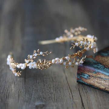 Wedding Hair Accessories Freshwater Pearls Headbands Headpieces Vintage Leaf Hairbands Brides Tiaras and Crowns Bridal Jewelry