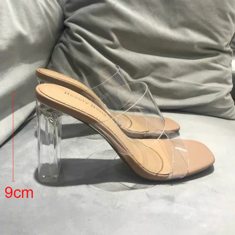 PVC jelly slippers open toe women sandals transparent high heels perspex clear heel sandals – Pollyanna Events