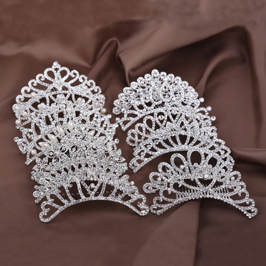 Luxury Hair Jewelry Crystal Bridal Tiaras Princess Crown For Women Girls Rhinestone Pearl Wedding Tiara Comb Accessories