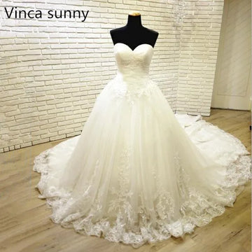Customized  Sweetheart Sleeveless Princess Wedding Dress Lace Applique Bridal Dress tulle Robe De Mariage Vestido De Noiva 2025