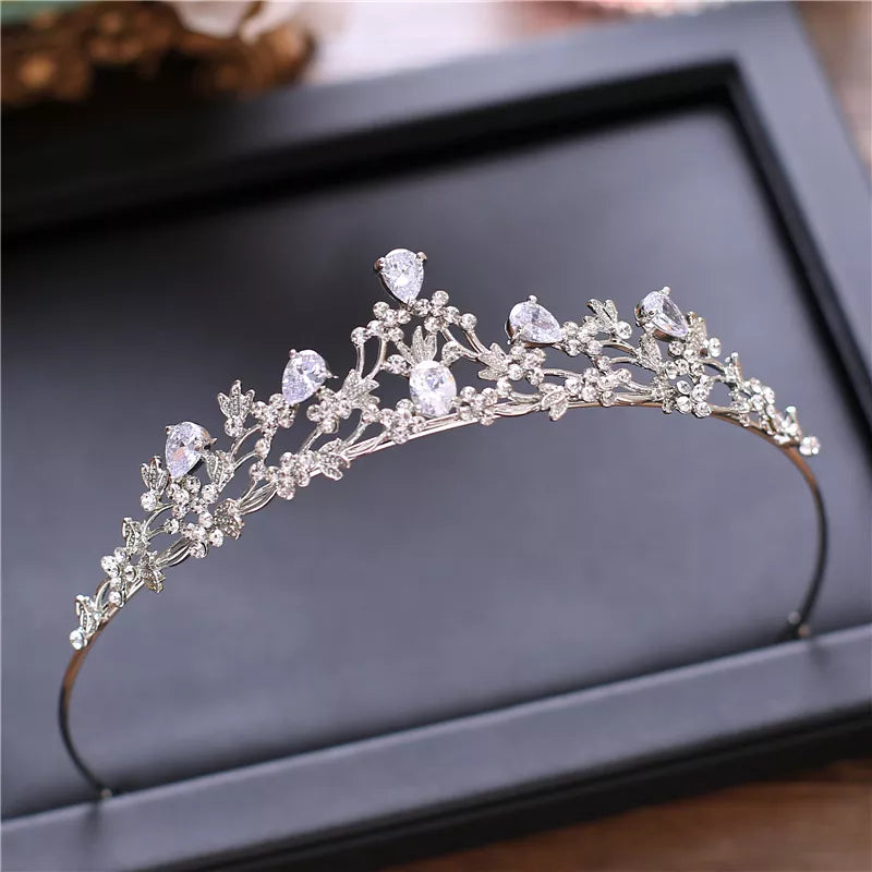 Baroque pink crystal beads bridal tiara crown pageant prom rhinestone veil headbands wedding hair accessories – Pollyanna Events