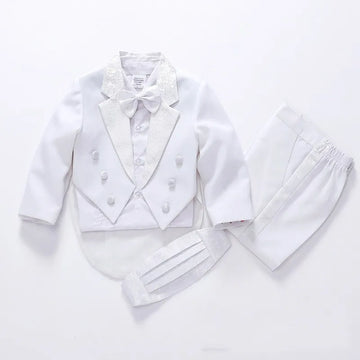 Vêtements d'enfants formels d'été pour garçons Suit de mariage fête Baptême Robe de Noël pour 1-4t pour bébé costumes de corps porte 5 pièces