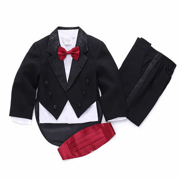 Coton Vêtements pour enfants formels pour garçons blanc / noir Baby Boys Suit sets enfants Blazers Boy Suit pour les mariages Prom 5pcs