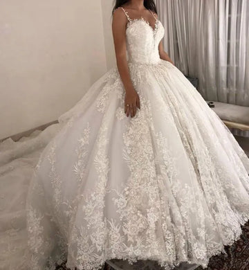 Customized  luxury ball gown Wedding Dresses Spaghetti straps Lace Applique Wedding Gowns 2025 Bridal Dresse Vestido De Novia