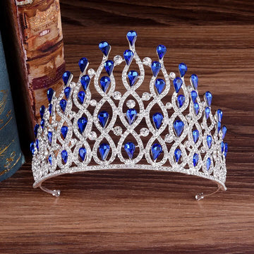 KMVEXO Luxury Multilayers Drop Royal King Wedding Crown Bride Tiaras Hair Jewelry Crystal Diadem Prom Party Pageant Accessories