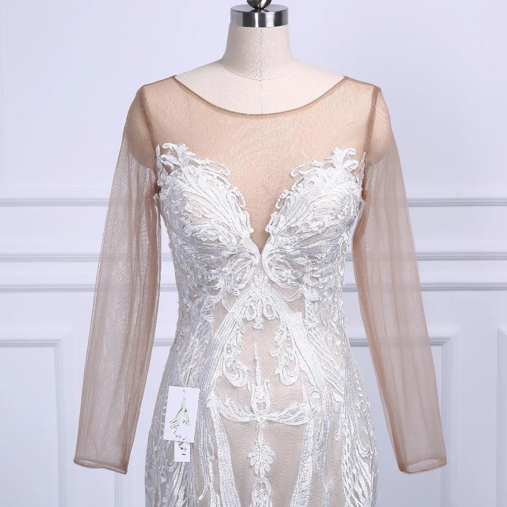 Customized Vintage Long sleeve Mermaid Wedding Dress Lace African Wedding Gowns For Bridal Marriage vestidos de novia 2025