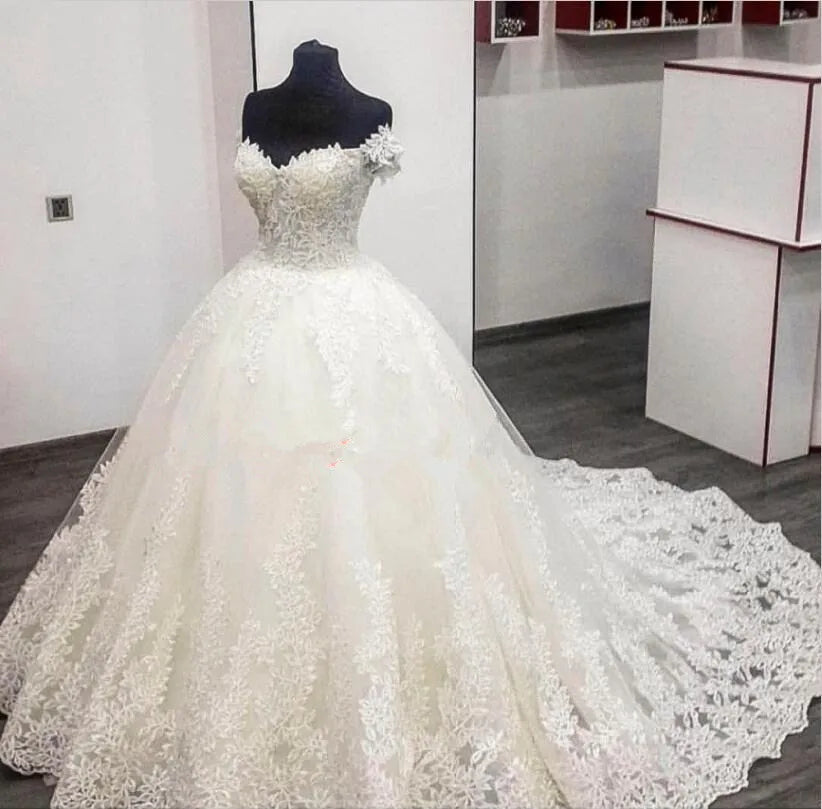 Customized  Plus Size lace Luxury Ball Gown Wedding Dresses 2022 robe de mariage Mid-East vestido de noiva Princess Bridal Gown