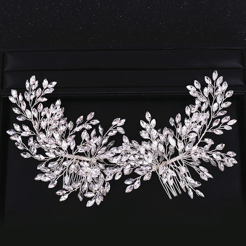 Double Rhinestone Hair Comb Bridal Headband Wedding Hair Accessories Crystal Rhinestone Hair Comb Hairband Wedding Hair Jewelry