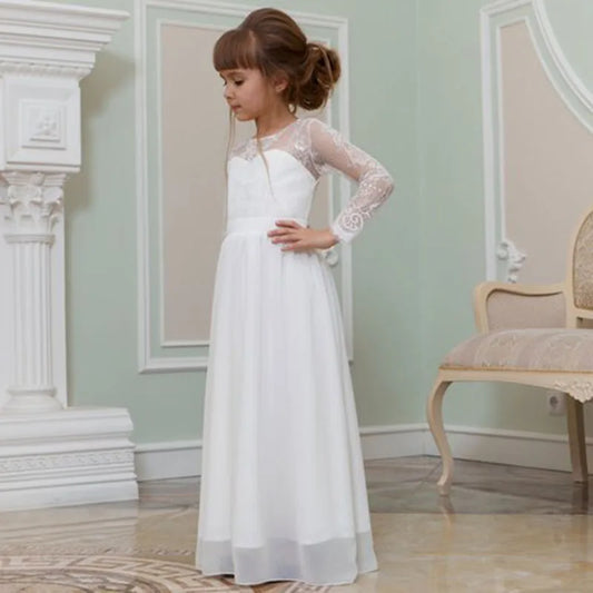 Anne ve Kızı Gelinlik 2019 Prenses İki Parça Kat Uzunluğu Dantel Uzun Kollu Gelin Elbise Gelinlik