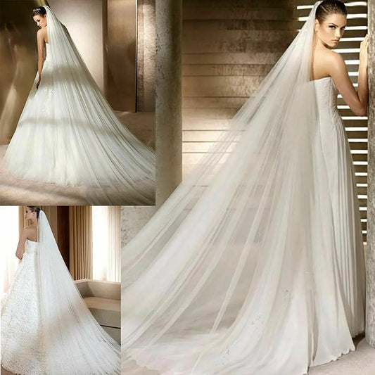 Velio da sposa bianco avorio 3 metri lunghi veli da sposa morbidi con accessori per matrimoni a 2 strati