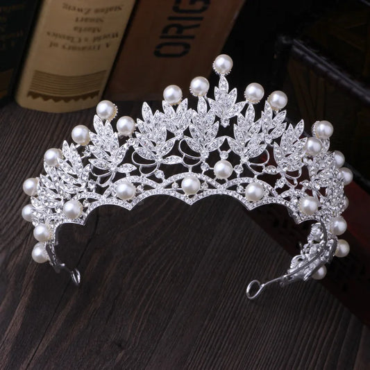 Crystal Pearl Crowns Rhinestone Tiara Brides Hairband Hair Jewelry Princess Crown Fashion Wedding Hair Accessories