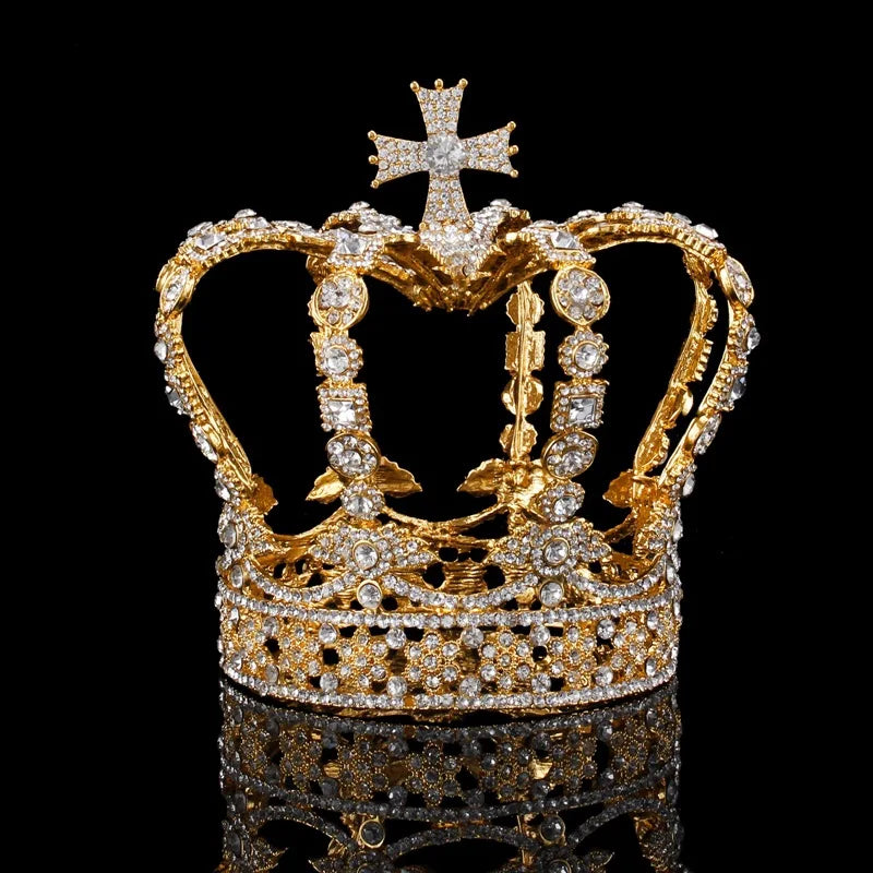 Kristal Kraliçe Kral Taç Düğün Gelin Tiaras ve Taçlar Gelin Başlık Kadın Pageant Diadem Saç Takı Aksesuarları