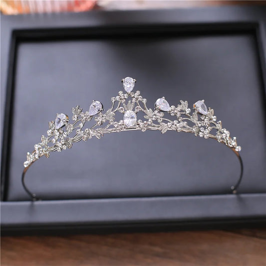 Zircão tiara cobre zircão tiaras micro paving cz coroa de noiva jóias de cabelo de diadeiro coroas de shinestone mariage bijoux coroa