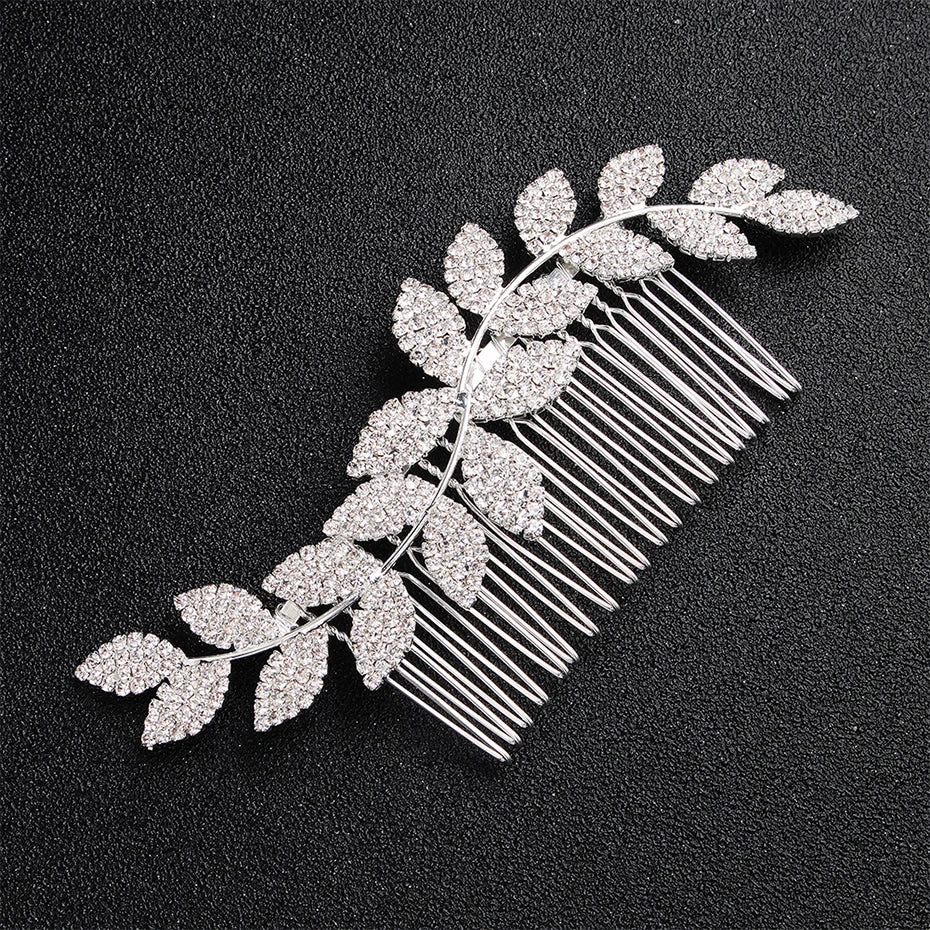 Les plus récentes feuilles simples coiffures peignes autrichien accessoires de cheveux de mariage cristallin