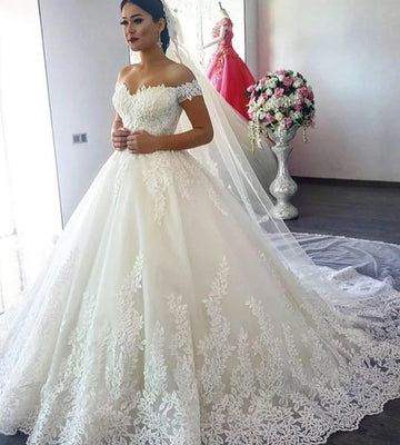 Customized  Plus Size lace Luxury Ball Gown Wedding Dresses 2022 robe de mariage Mid-East vestido de noiva Princess Bridal Gown