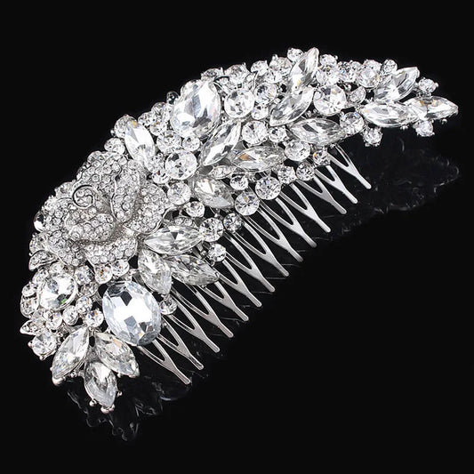 Vintage Grand Floral Bridal Hair Combs Rhinestone Crystal Wedding Tiara Hair Bijoux European Design Hair Accessoires