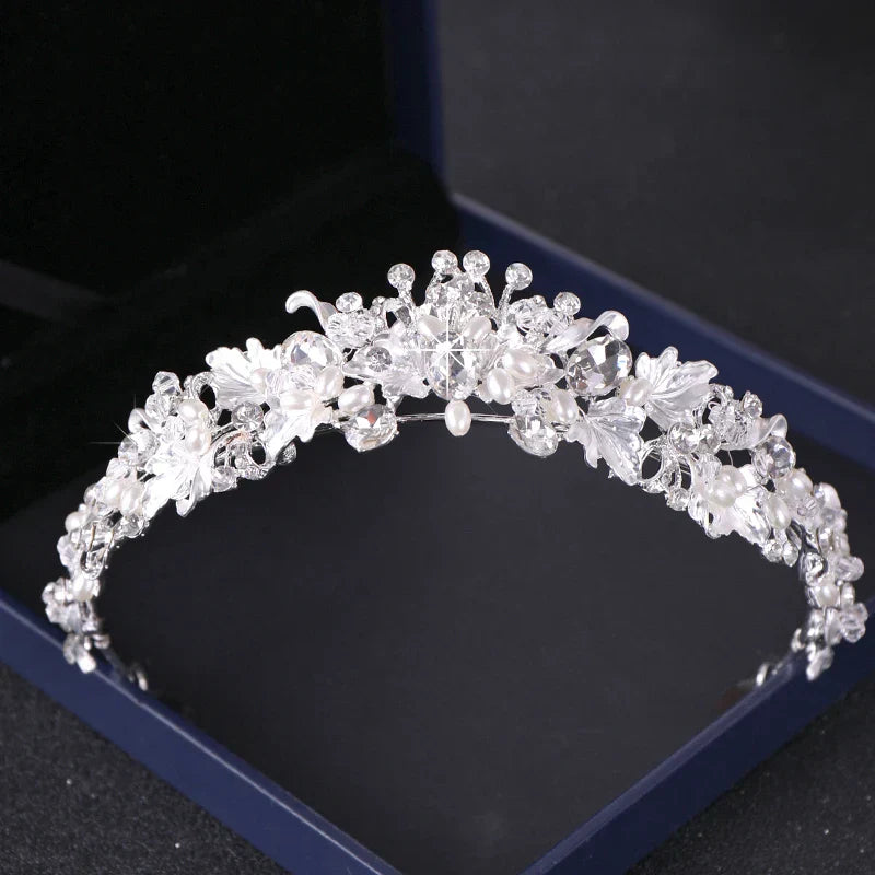 Crystal Rhinestone Wedding Crown Silver Color Bride Tiaras and Crown Headdress Hair Accessories Women Wedding Bridal Headpiece