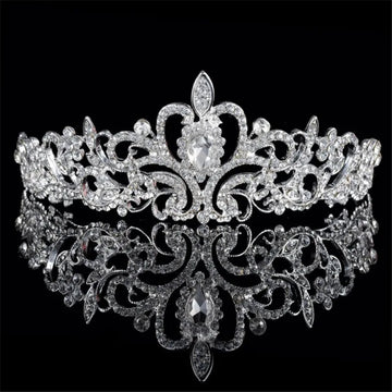 Жінки принцеса Корона пов'язка на голову кришталевий страз Тіара та коронки для волосся ювелірний колір Срібний колір Весільні аксесуари для волосся весілля Весілля
