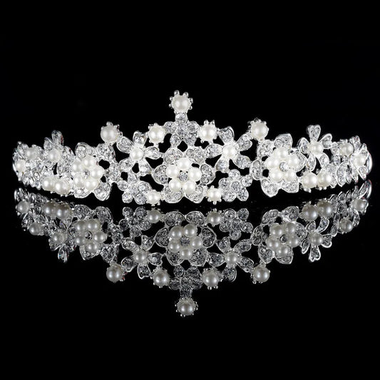 Mulheres Princesa Crown Crystal Rhinestone Tiara e coroas Banda de cabelo Jóias de joias de jóias Casamento de cabelos de cabelo prateado