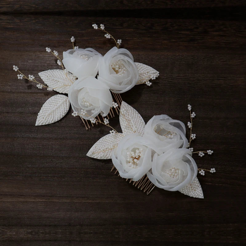 Pearls Beads Hair Combs Pins Clips Flower Floral Head pieces Brides Women Headbands Hairbands Bridal Jewelry Wedding Accessories