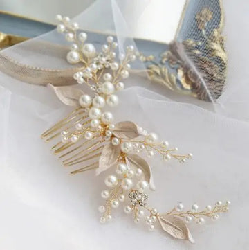 Bridal Hair Jewelry Pearl Crystal Hair Combs Pins Women Headpieces Flower Leaf Hairpins Party For Brides Wedding Accessories