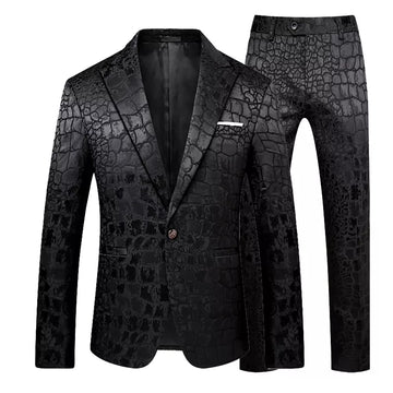 Luxury Jacquard Suit Men Business Banquet Wedding Party Groom Swallowtail Dress Men's Slim Fit Blazers Pants Large Size 6XL