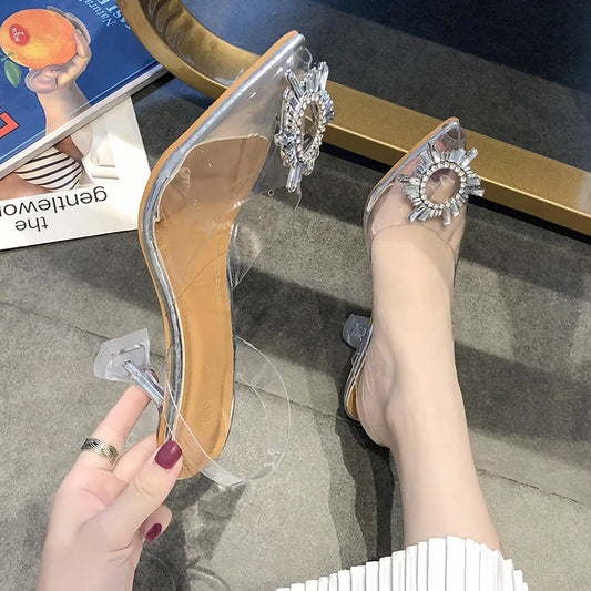 Luxury Sandals Women Pumps Transparent PVC High Heels Shoes Sexy Pointed Toe Slip-on Wedding Party Brand Fashion Shoes for Lady