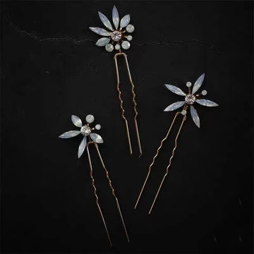 Opal Crystal Rhinestones Hair Pins Clips Flower Headpieces Women Girl Hairpin For Bride Party Bridal Jewelry Wedding Accessories
