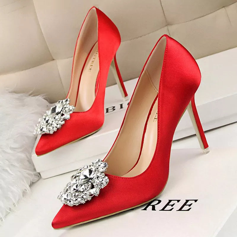 Rhinestone stiletto women pumps sexy high heels wedding luxurious party shoes female – Pollyanna Events
