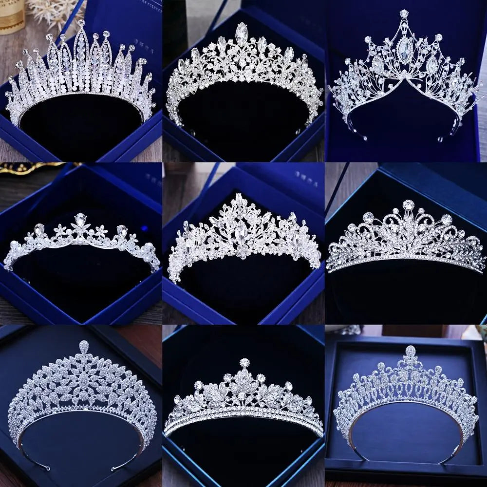 Diverse zilveren goudkleur kristal kronen bruid tiara mode koningin voor bruiloft kroon kopstuk bruiloft haar sieraden accessoires