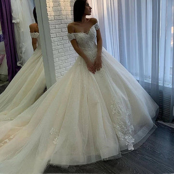 Customized  Ball Gowns Wedding Dresses Ivory Tulle Wedding Gowns Plus Size Beads Simple свадебное платье Marriage Customer Made