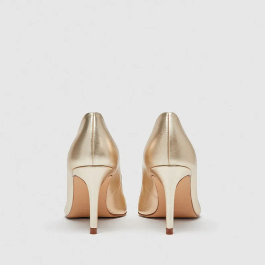 Zapatos de oficina de cuero elegantes para mujeres Color sólido Stiletto tacones altos tacones de mujeres zapatos de cuero de cuero genuino zapatos