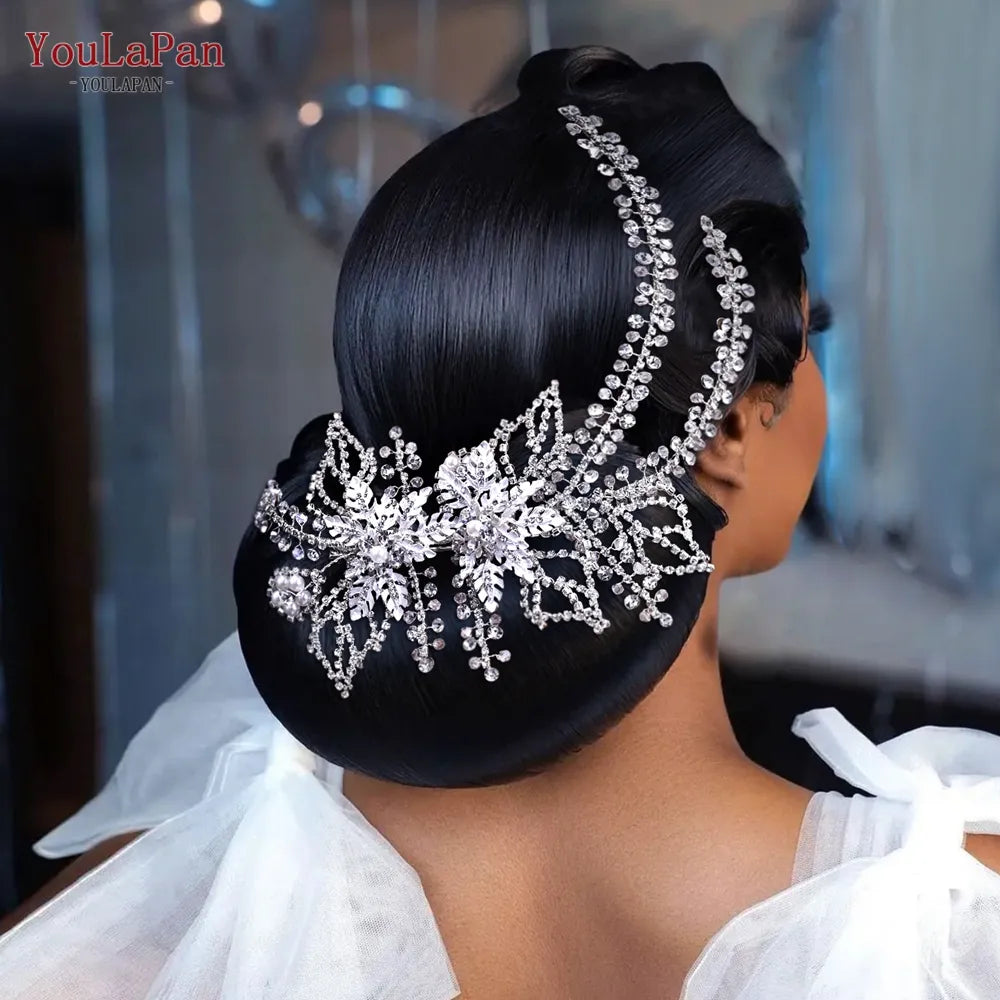 Bridal side clip wedding tiara rhinestone handmade hairpin alloy flower bride headdress headwear – Pollyanna Events