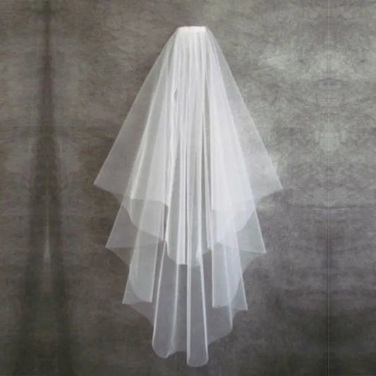 الحجاب الزفاف مع مشط قطع حافة 2 طبقات بسيطة رخيصة قصيرة الحجاب اكسسوارات الزفاف